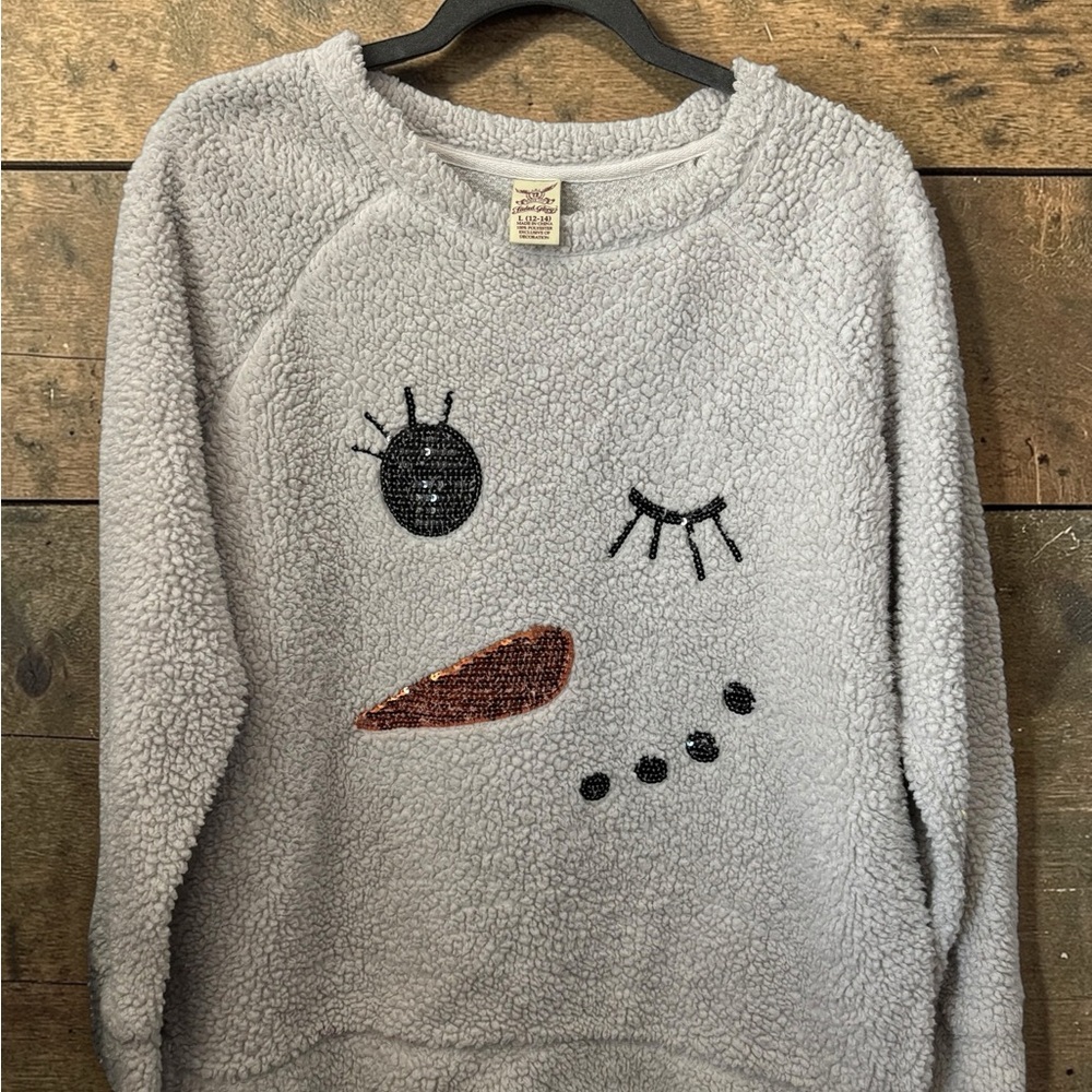 Cozy White Snowman Face Sweater